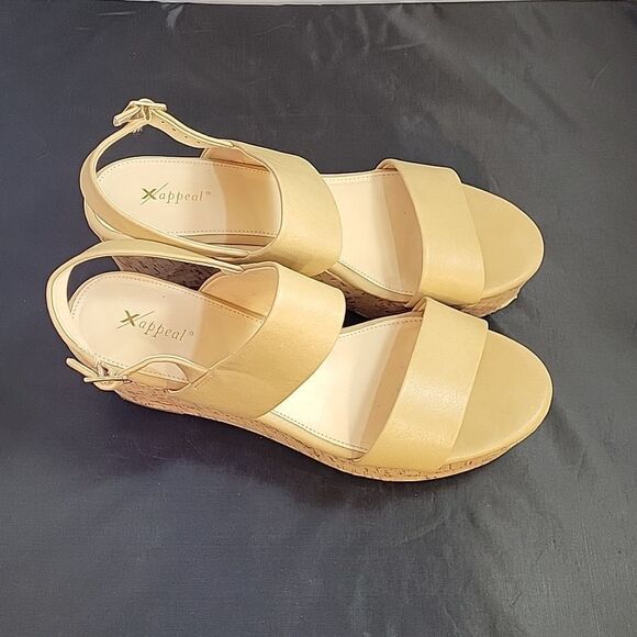 X-APPEAL 2-STRAP ADJUSTABLE BUCKLE ANKLE STRAP OPEN TOE WOMEN"S WEDGE SANDAL - Picture 5 of 13